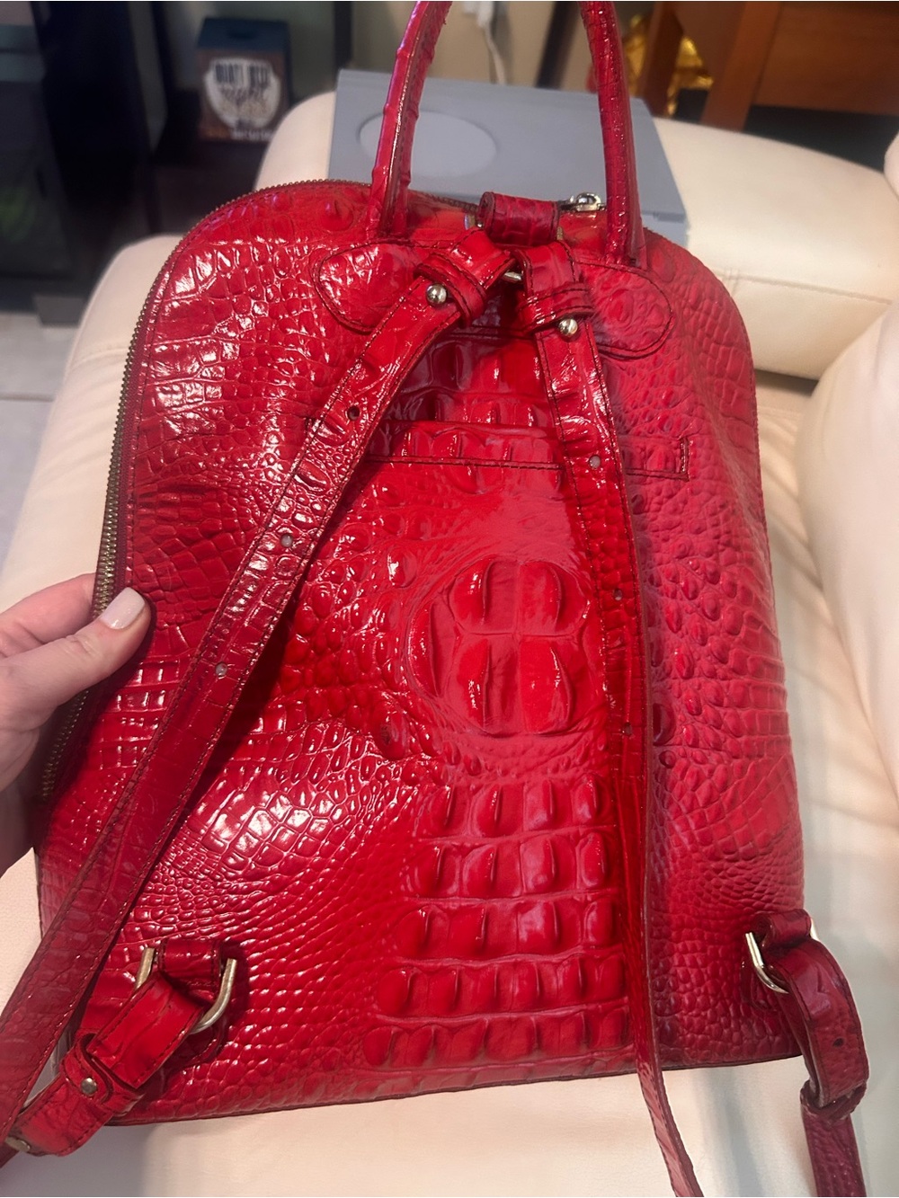 Brahmin Red Croc-Embossed Mini Backpack - Picture 2 of 5